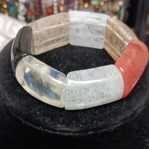 Large Section Multi-Quartz 321.15 ctw Stretch Bracelet (6-7In)